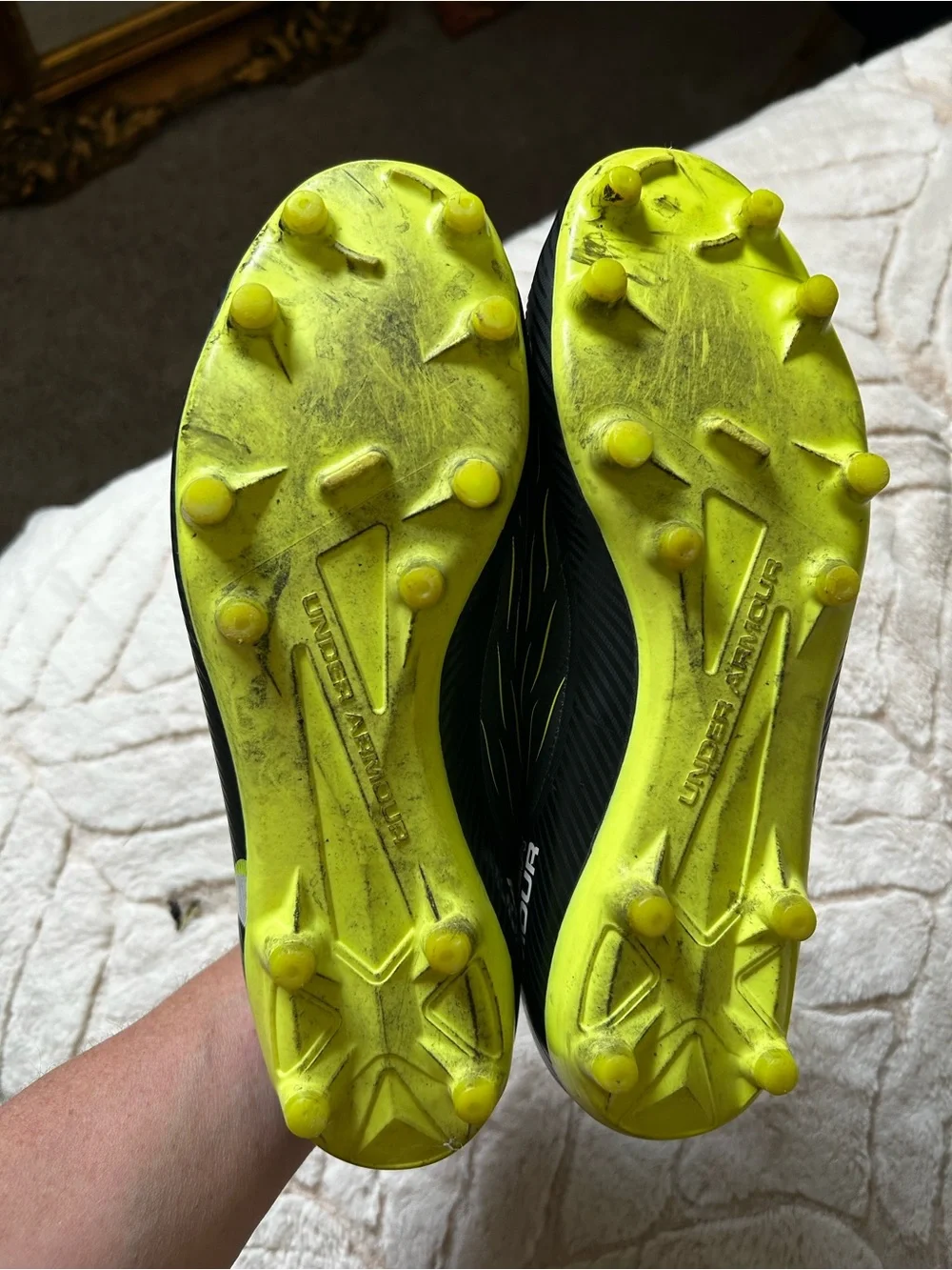 Under Armour Black Athletic Shoes with Neon Green Accents